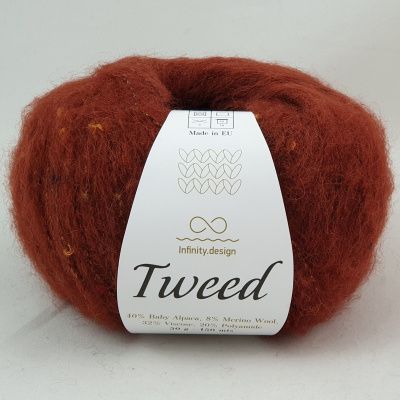 Infinity Design Tweed (3355 терракот) 40% бэби альпака, 8% мериносовая шерсть, 32% вискоза, 20% полиамид 50 гр/150 м